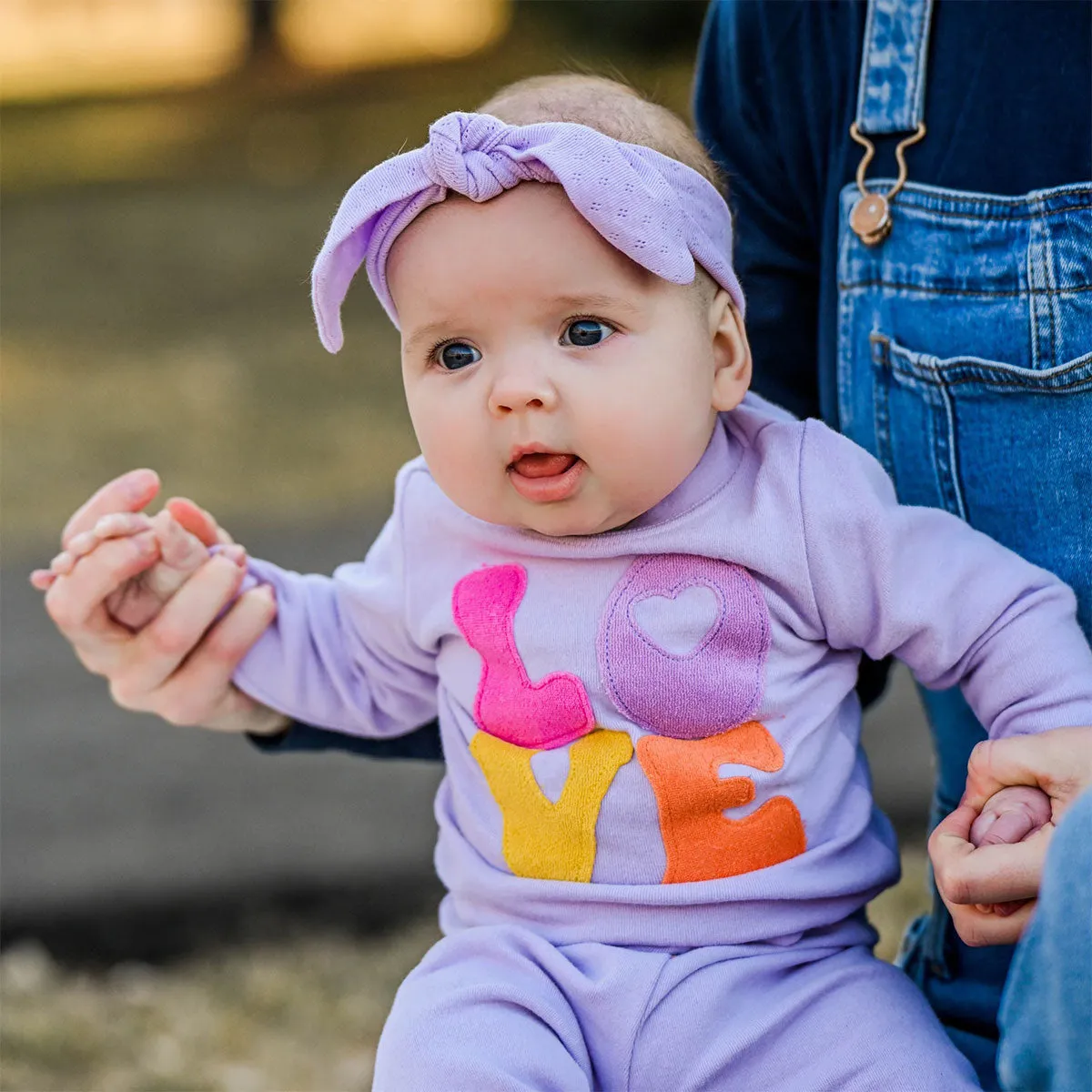 oh baby! Two Piece Set - Cotton Candy LOVE Applique - Orchid