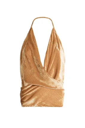 Petar Petrov Toma Bias Cut Halter Neck Top - Honey