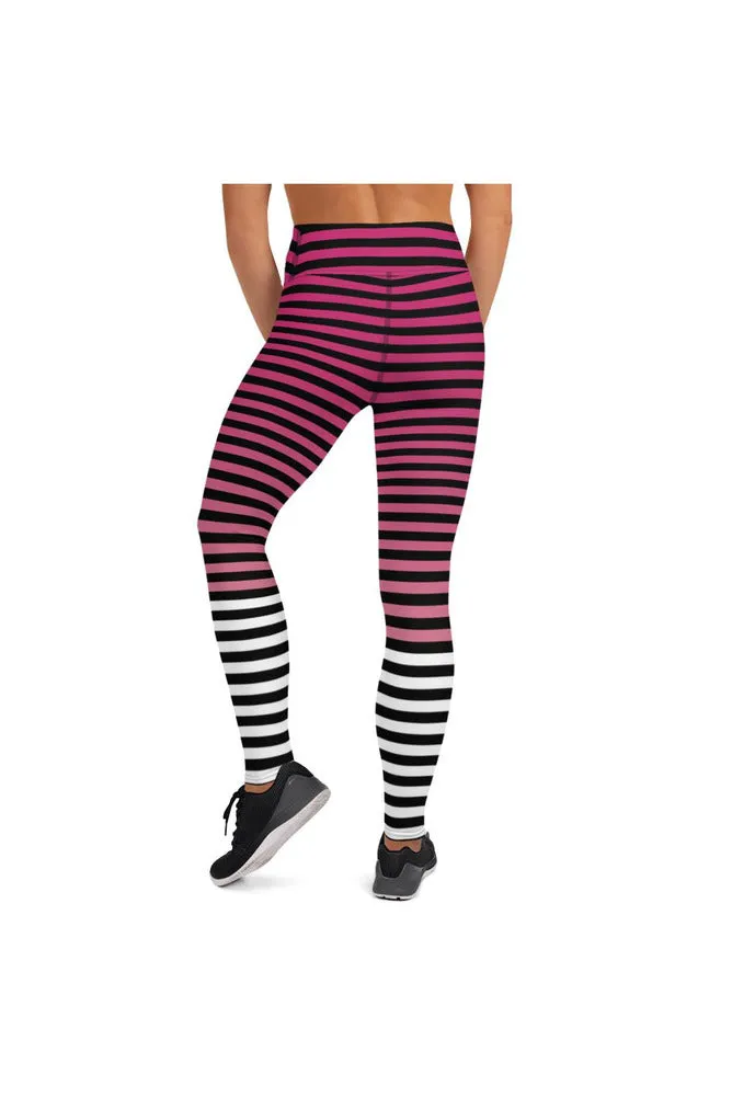 Pink & White Stripes Yoga Leggings