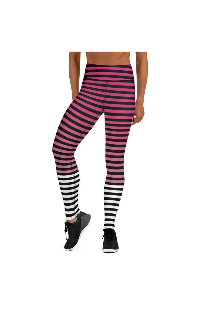 Pink & White Stripes Yoga Leggings