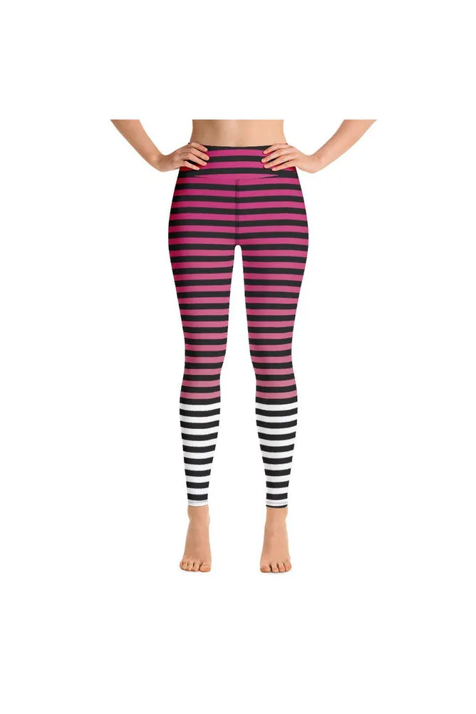 Pink & White Stripes Yoga Leggings