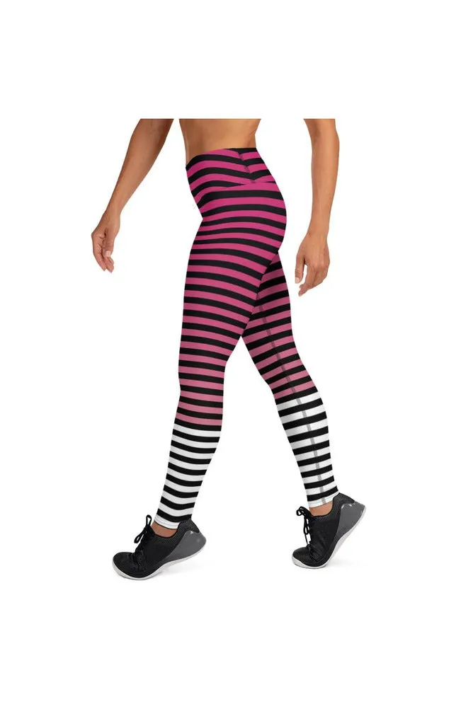 Pink & White Stripes Yoga Leggings