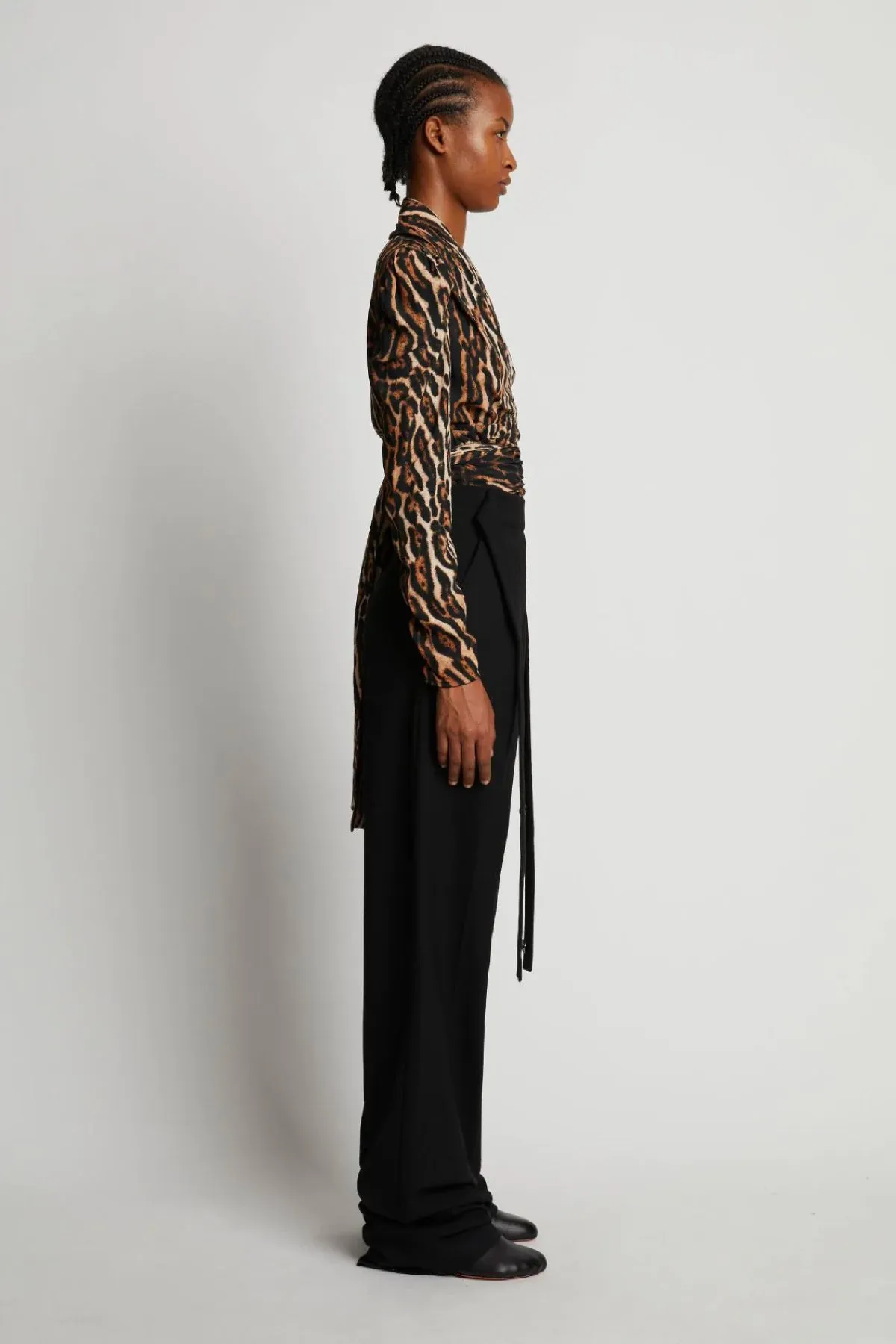 Proenza Schouler Leopard Print V-Neck Top - Brown Multi