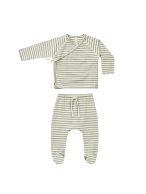 Quincy Mae - Sage Stripe Footed Pant Set