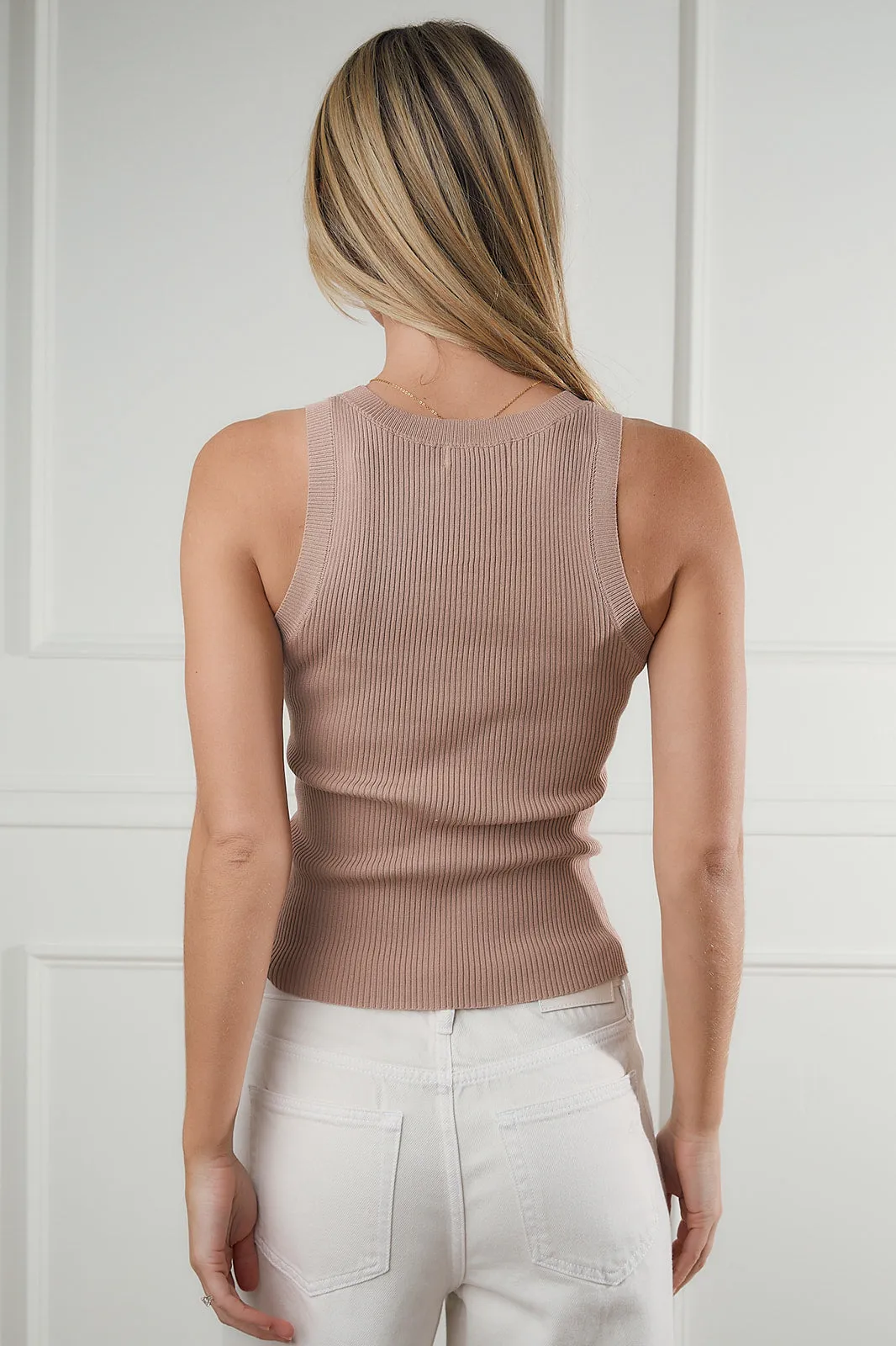 Racerback Knit Top in Taupe