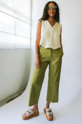 Rinsed Green Moss Crop Ankle Pant