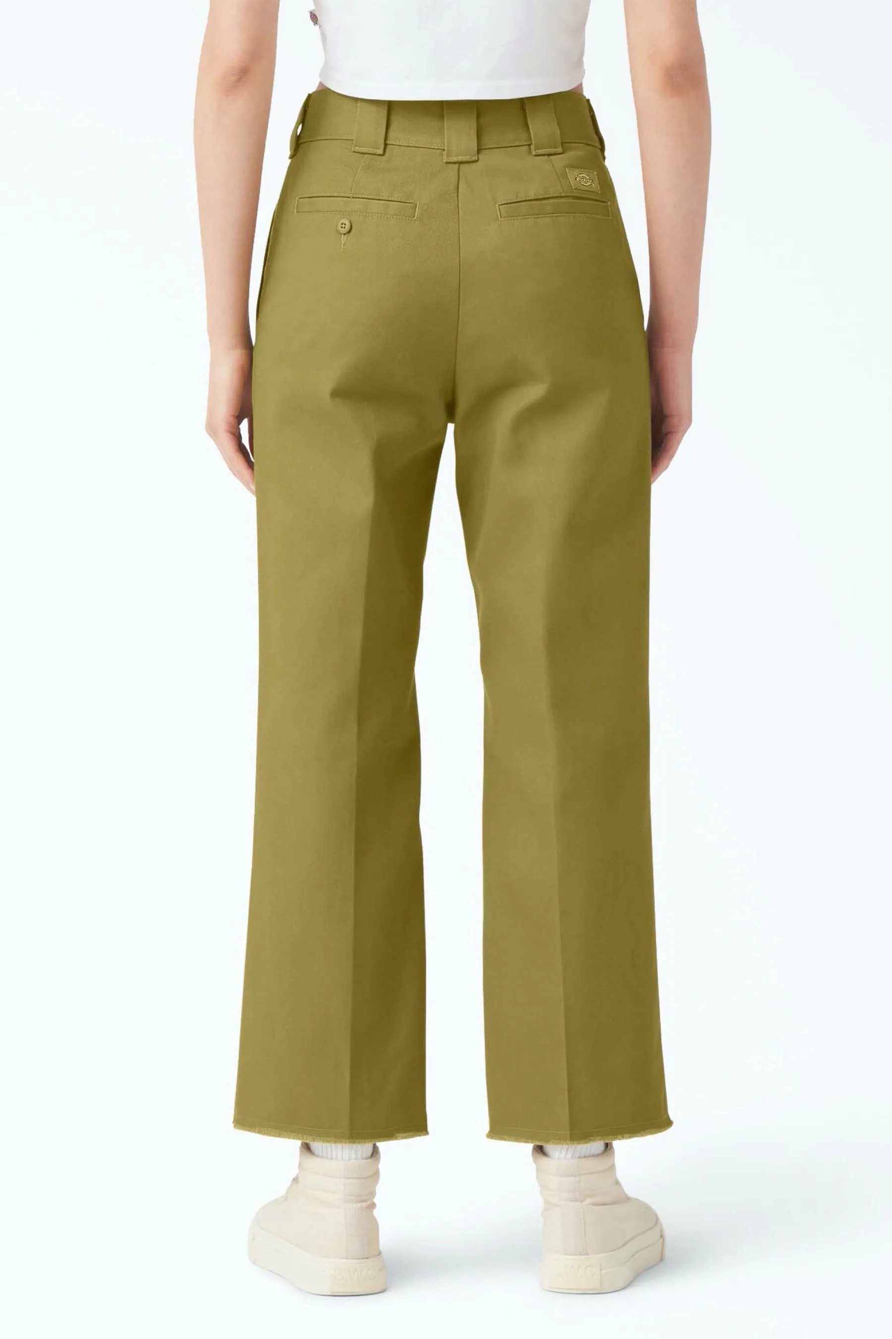 Rinsed Green Moss Crop Ankle Pant