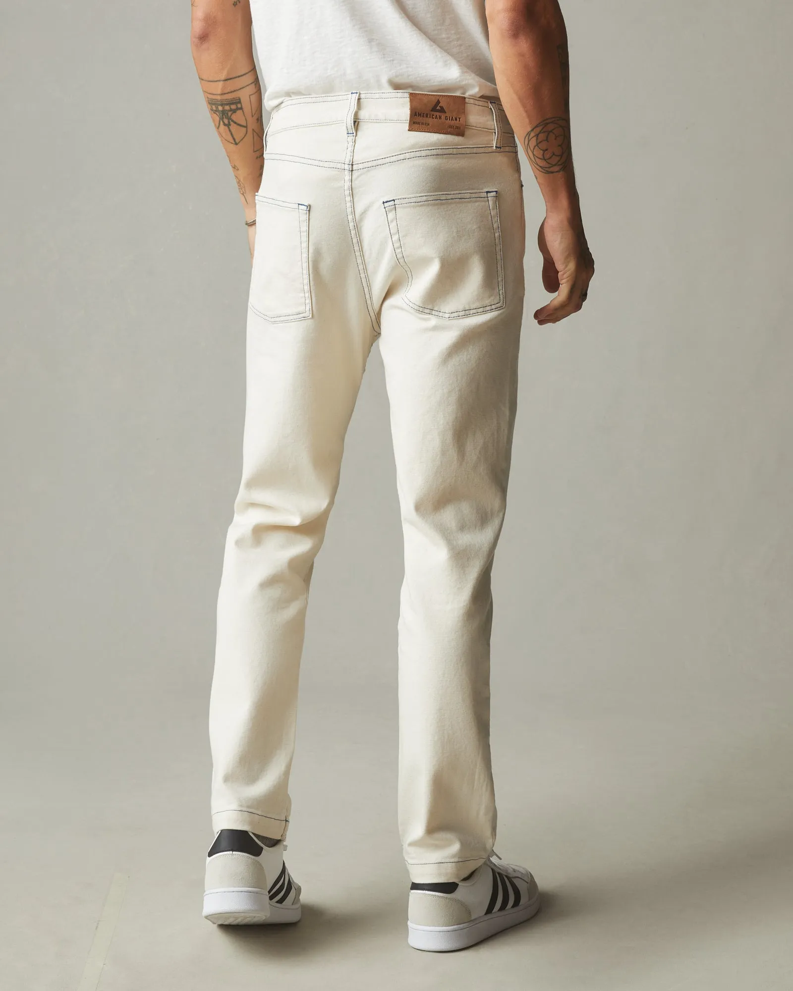 Roughneck Pant Straight Contrast Stitch - PFD Natural