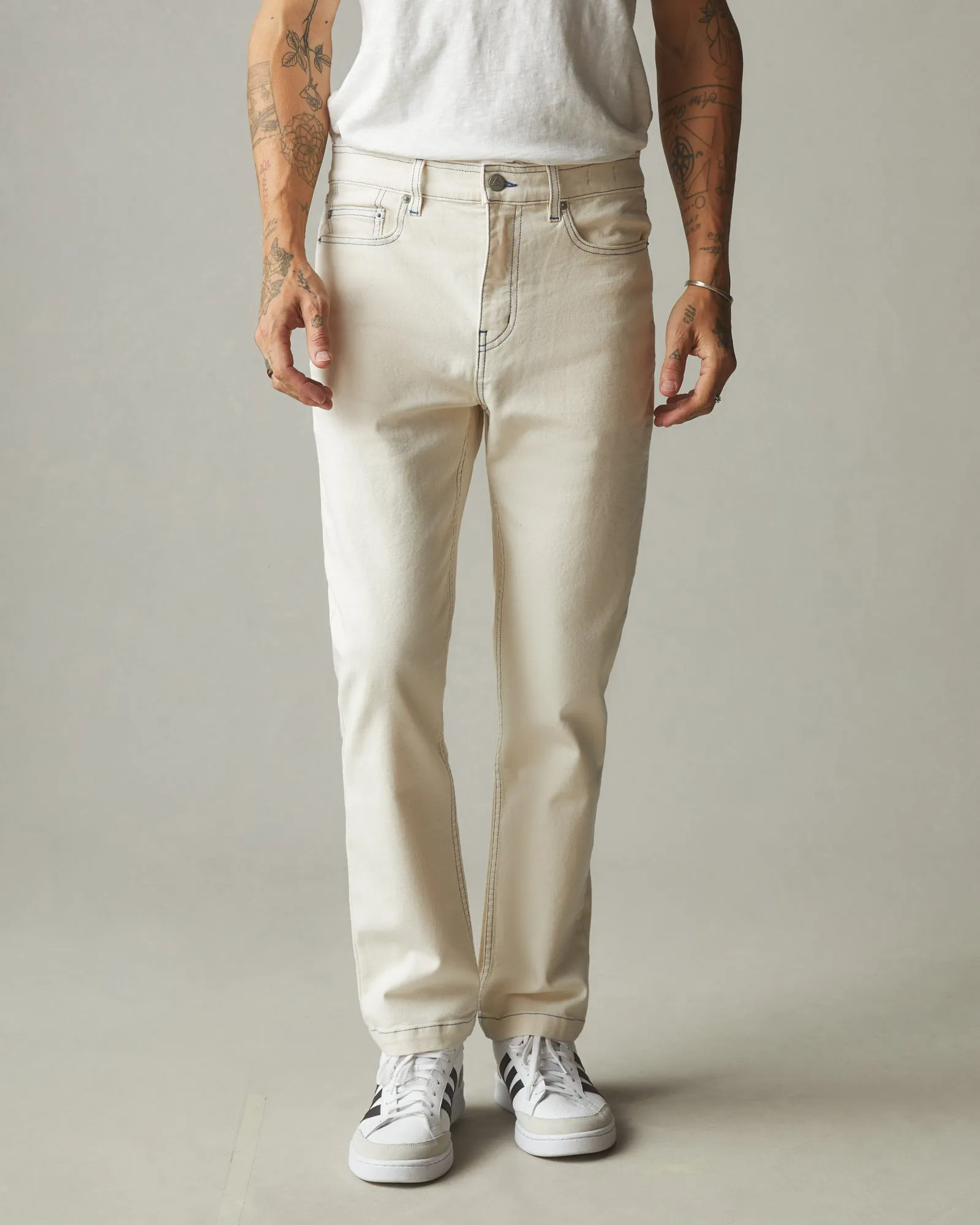 Roughneck Pant Straight Contrast Stitch - PFD Natural