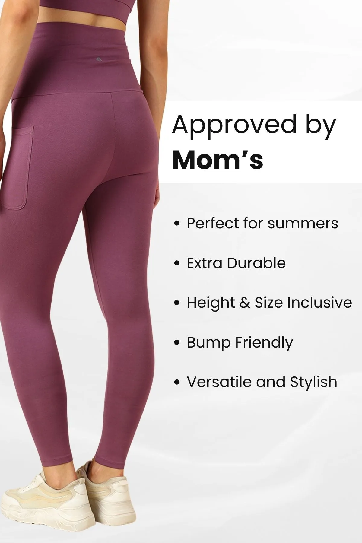 Ruched Cotton Rosewood Maternity Legging (Pregnancy & Postpartum)