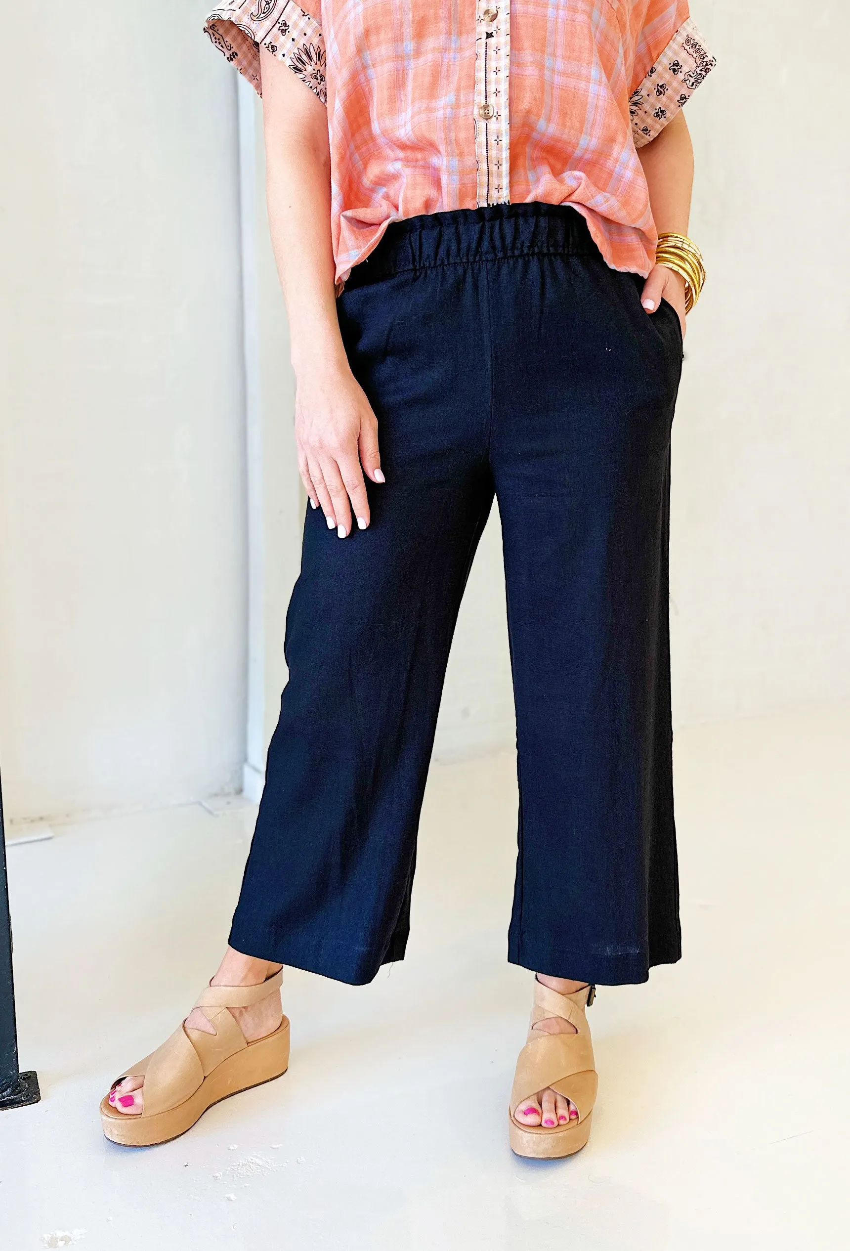 Skylar Linen Pants in Black