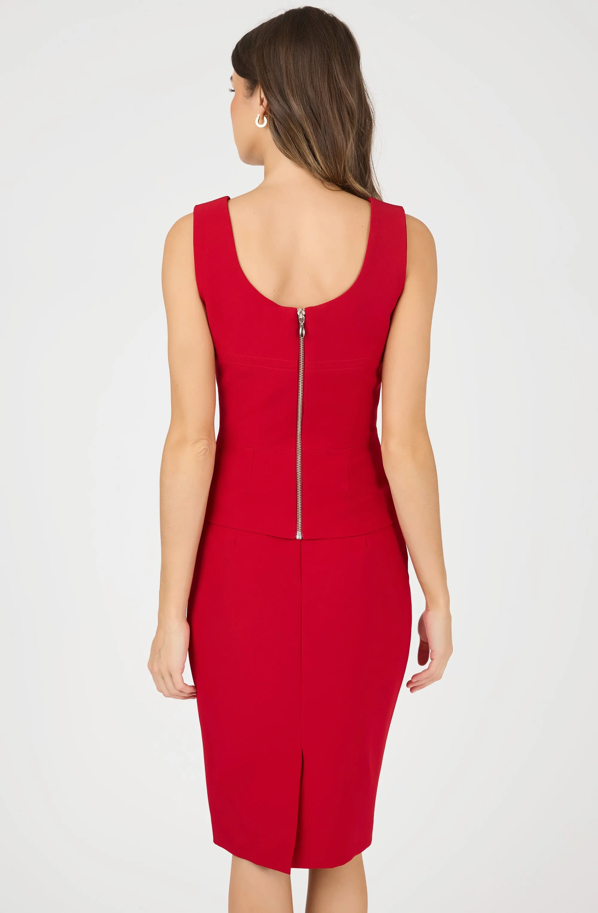 Sleeveless Peplum Top with Back Zipper