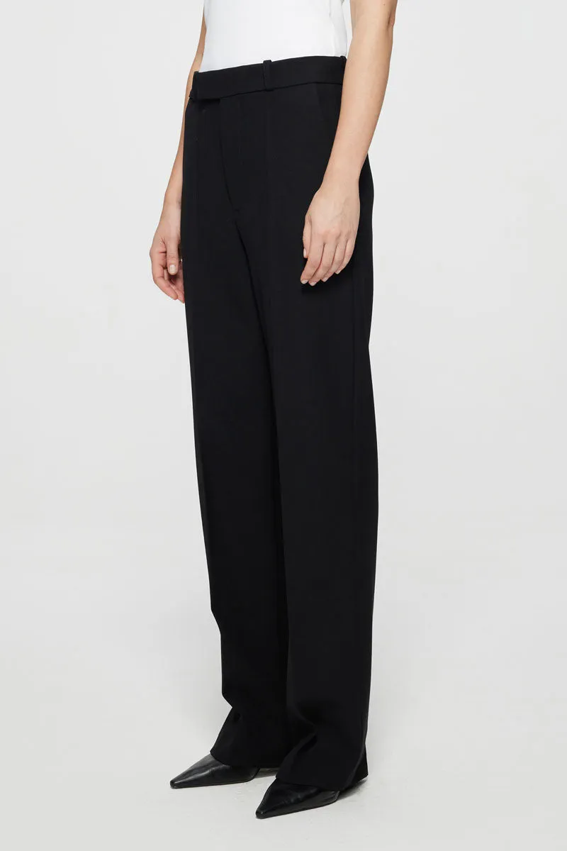 Straight Leg Tailored Trousers - Black