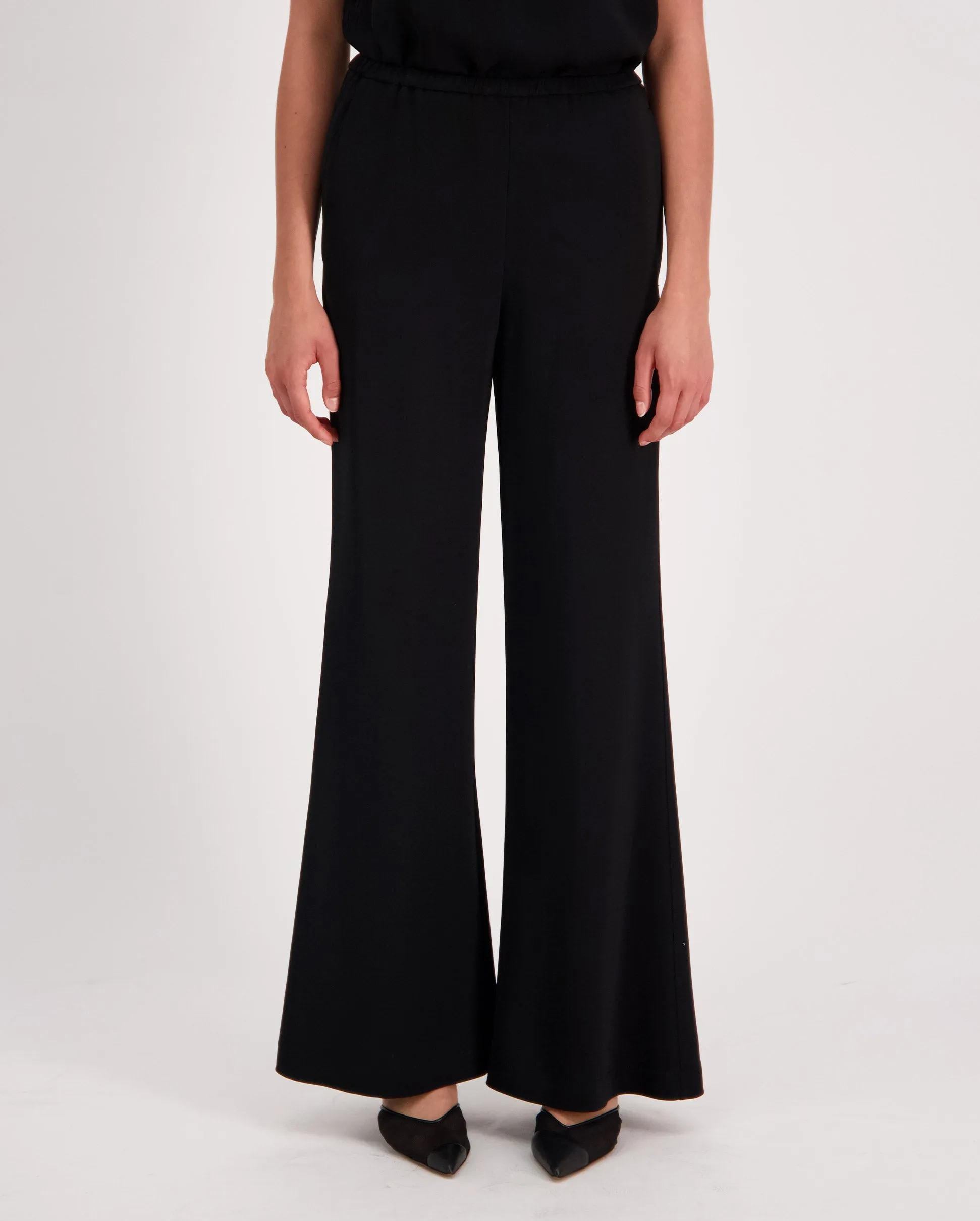 STRETCH CREPE CADY FLARED PANTS / NERO