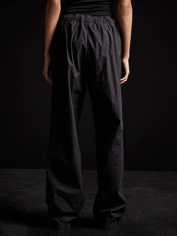 Stretch Poplin Wide Leg Pant In Black