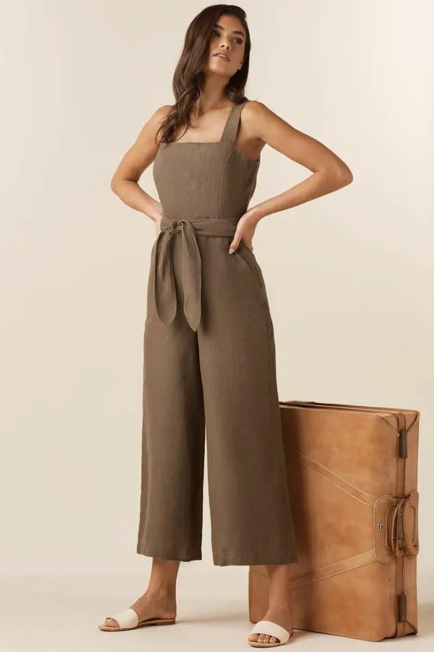 The Linen Two Piece Apron Jumpsuit