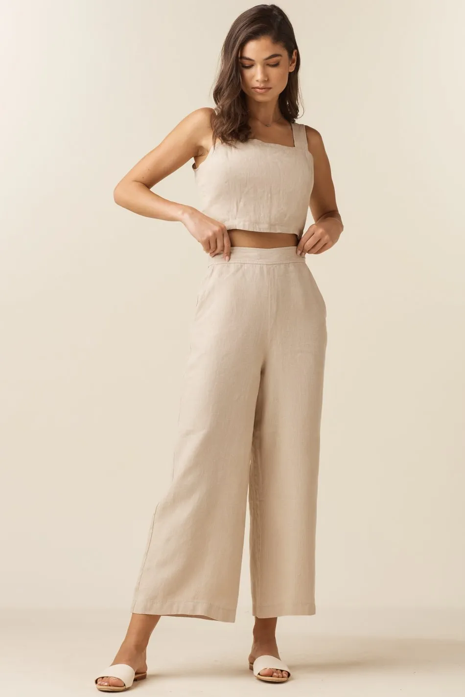 The Linen Two Piece Apron Jumpsuit