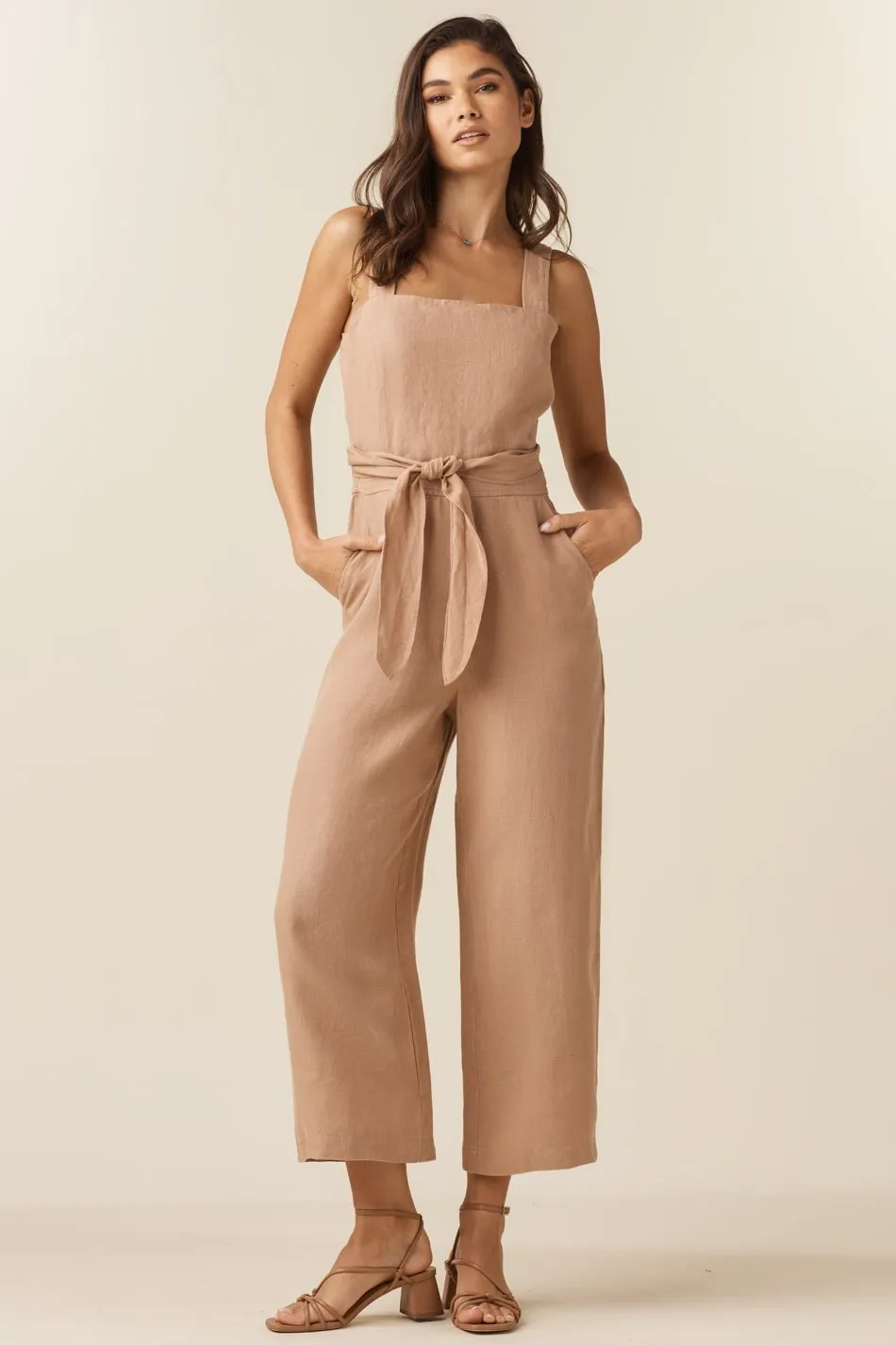 The Linen Two Piece Apron Jumpsuit