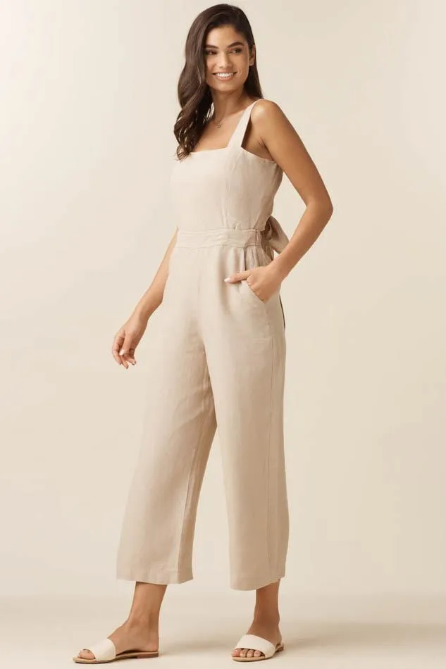 The Linen Two Piece Apron Jumpsuit