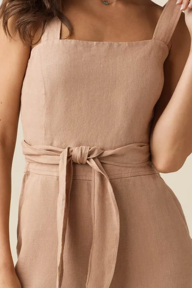 The Linen Two Piece Apron Jumpsuit