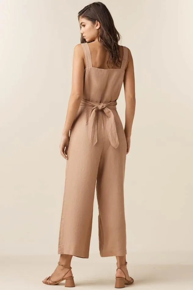 The Linen Two Piece Apron Jumpsuit