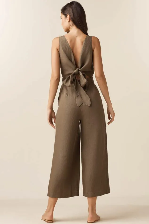 The Linen Two Piece Apron Jumpsuit