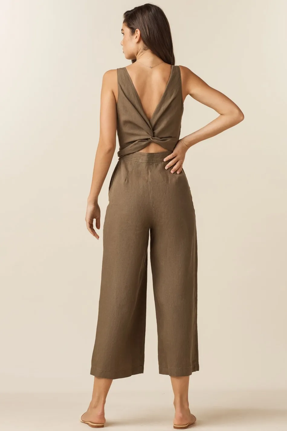 The Linen Two Piece Apron Jumpsuit