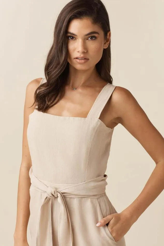 The Linen Two Piece Apron Jumpsuit