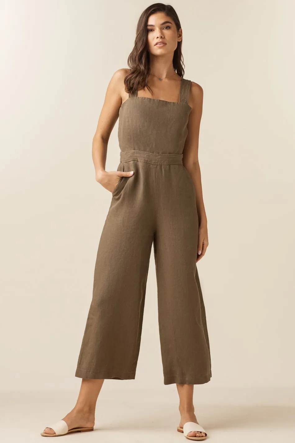 The Linen Two Piece Apron Jumpsuit