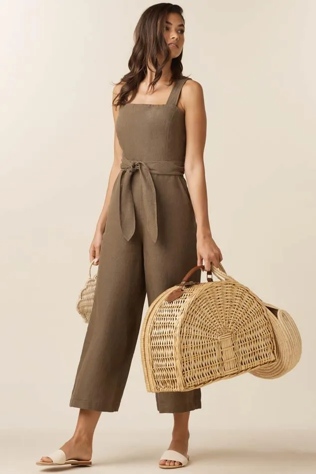 The Linen Two Piece Apron Jumpsuit