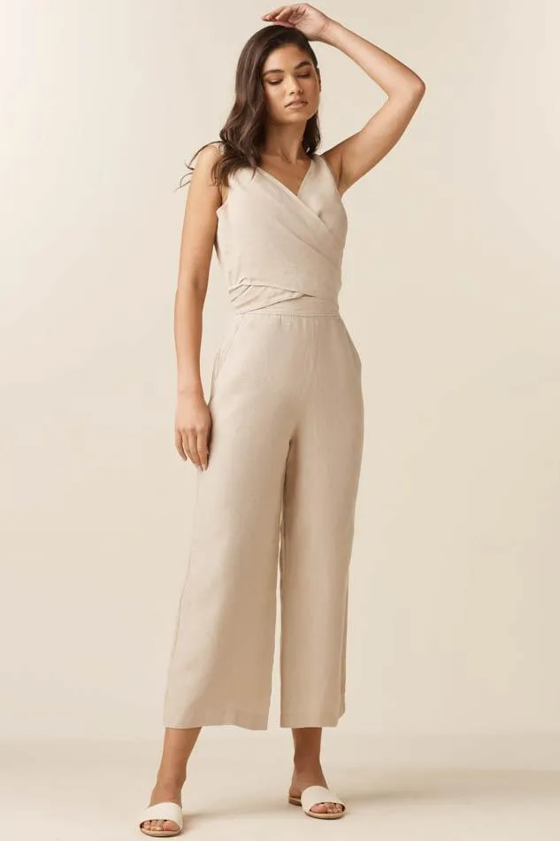 The Linen Two Piece Apron Jumpsuit