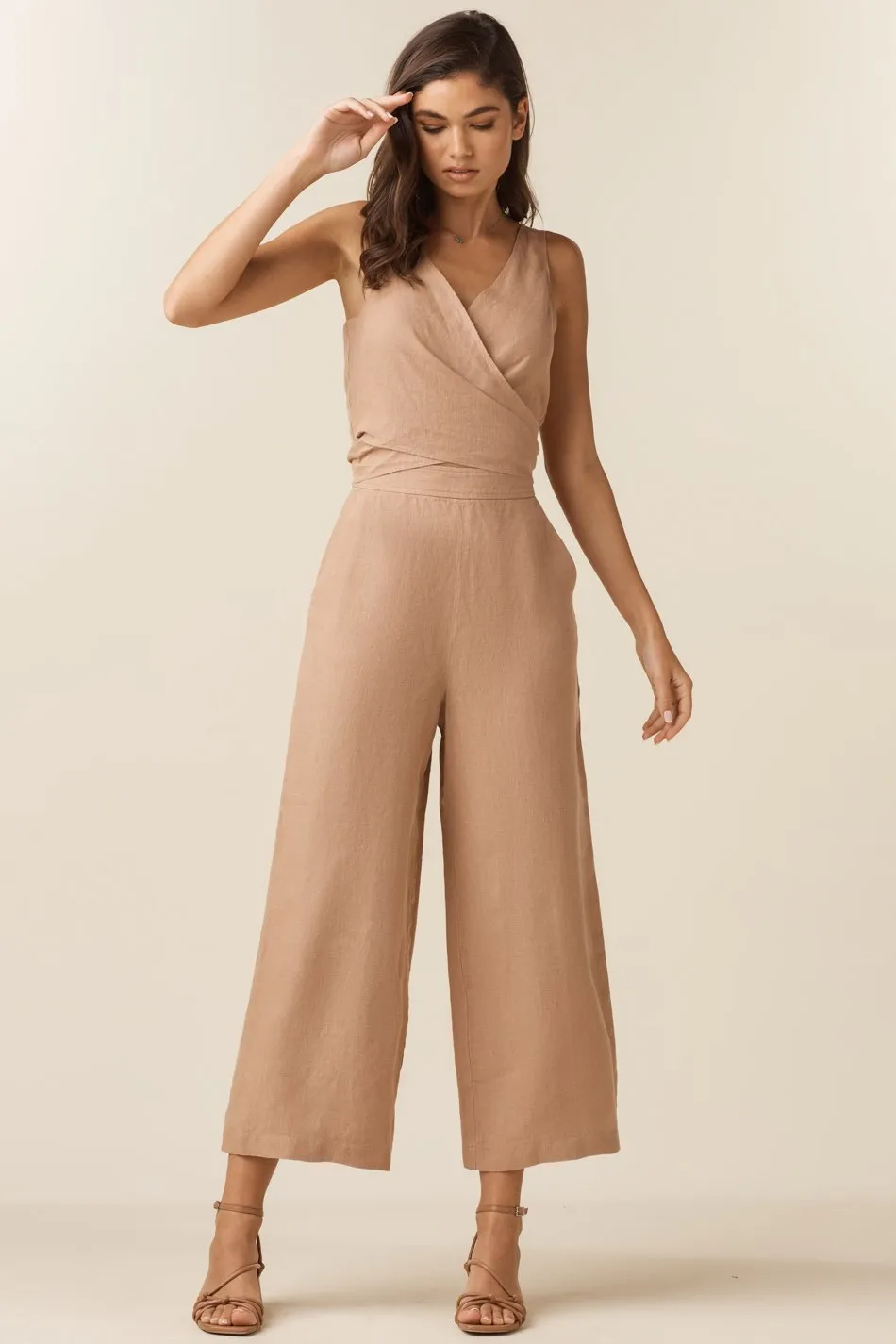 The Linen Two Piece Apron Jumpsuit