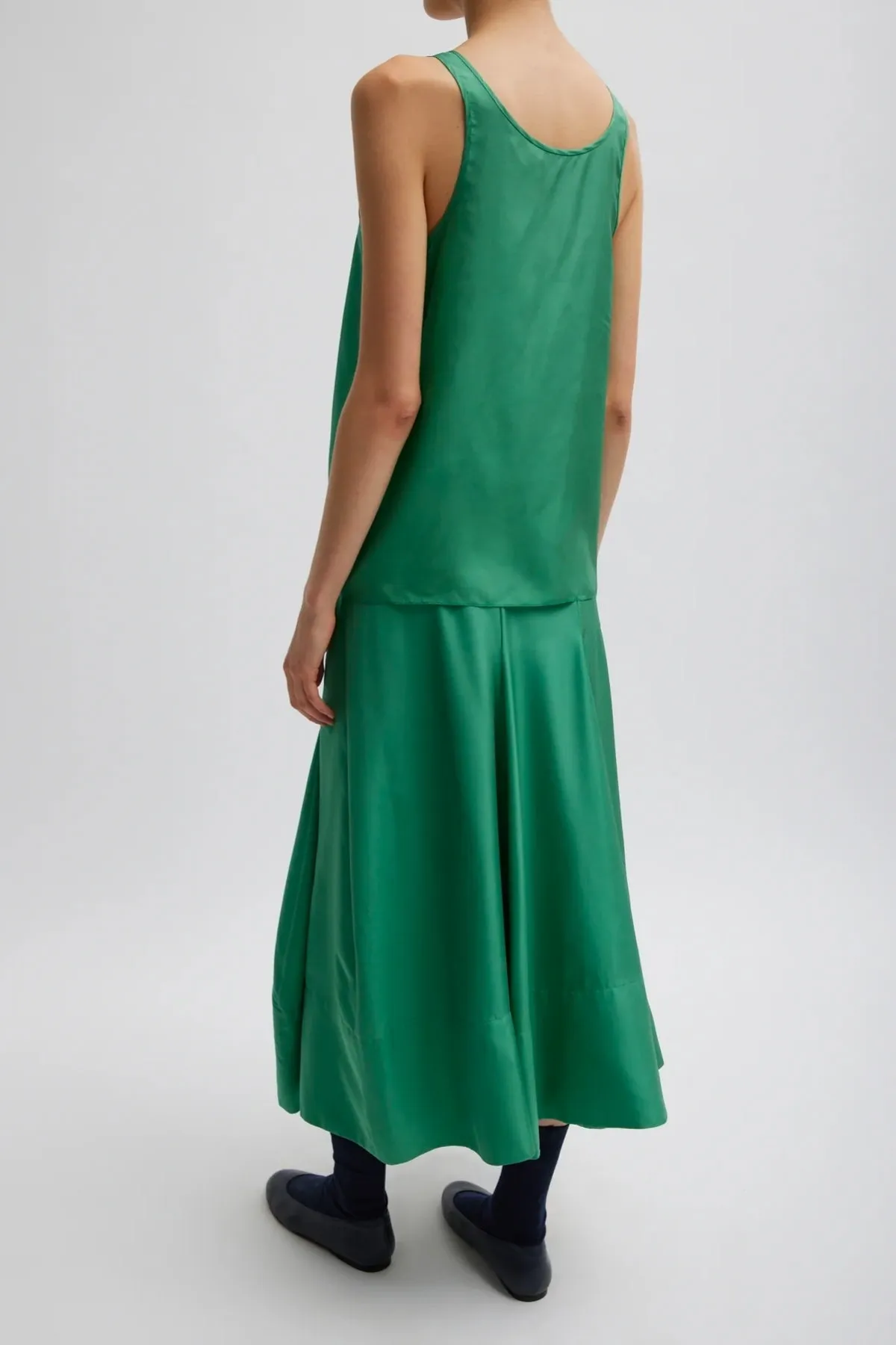 Tibi Silk Habotai Tank Top - Green Tea