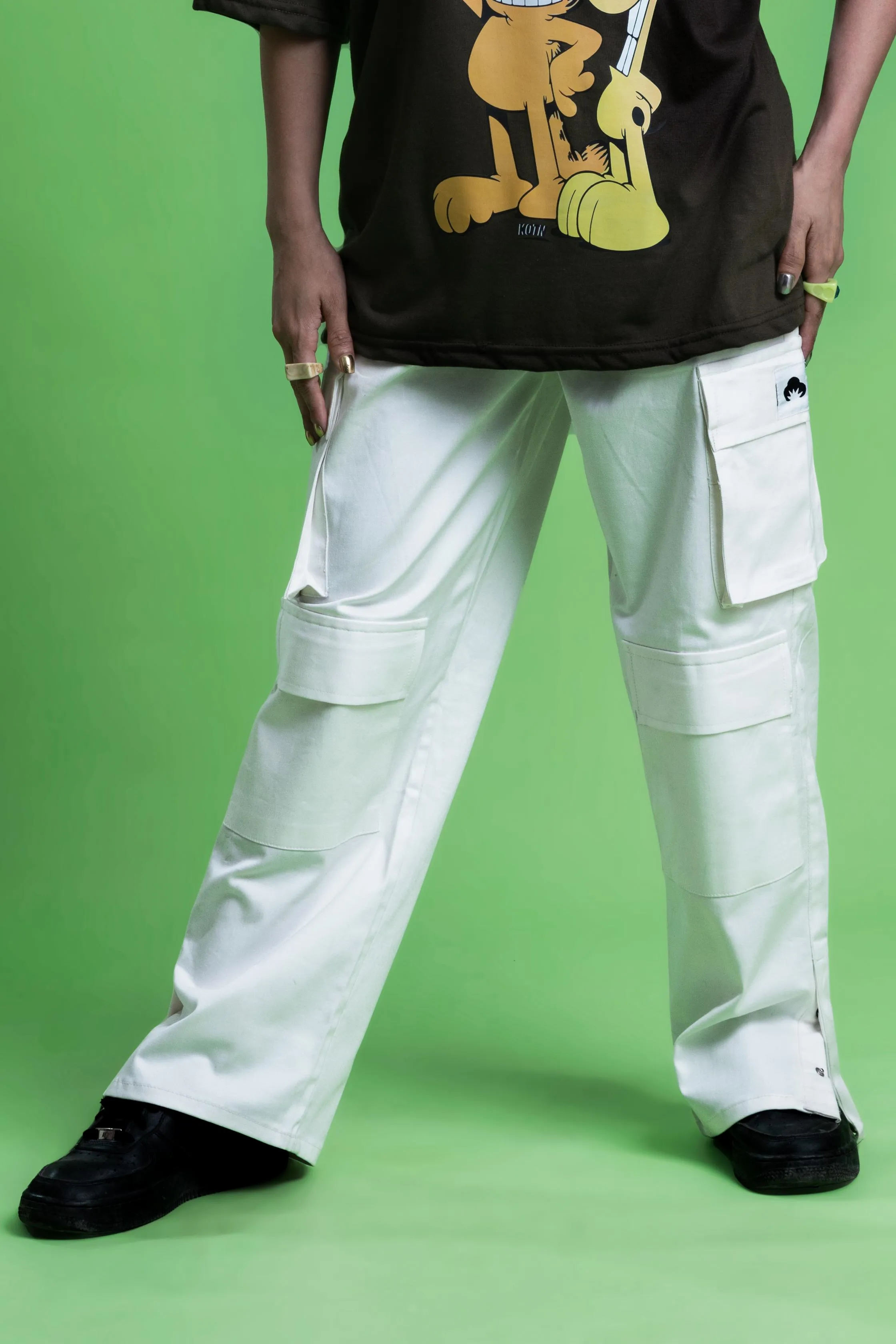 WHITE DOUBLE POCKET CARGO PANT