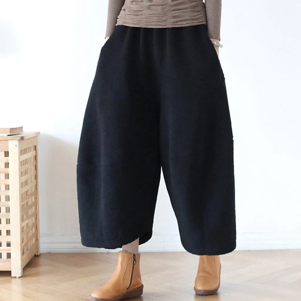 Winter Loose Woolen Wide Leg Pants