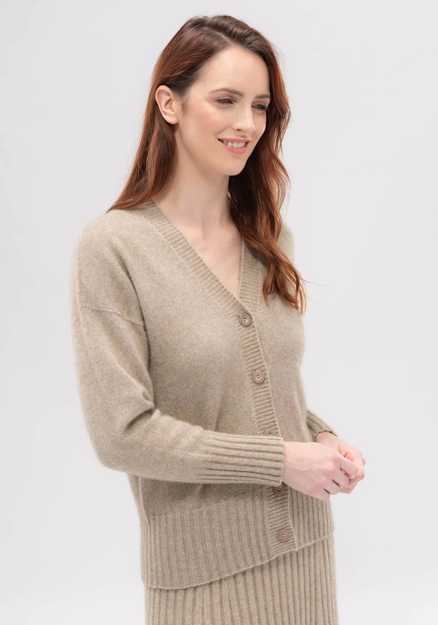 Womens Karo Cardi - Latte