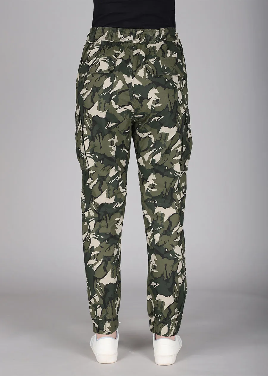 Womens Regular Fit Camo Cargo Jogger