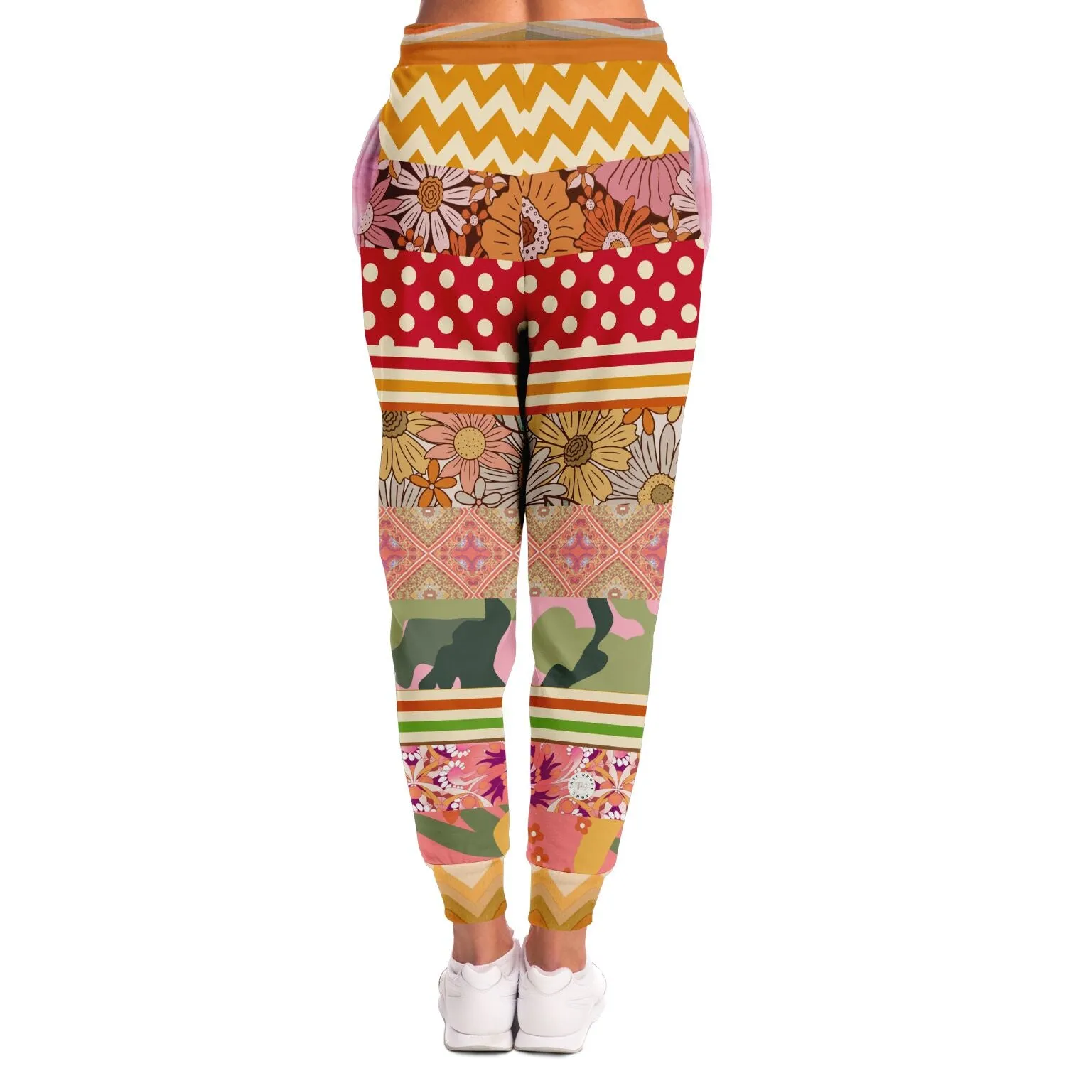 Yogananda Floral Stripe Patchwork Unisex Eco-Poly Joggers