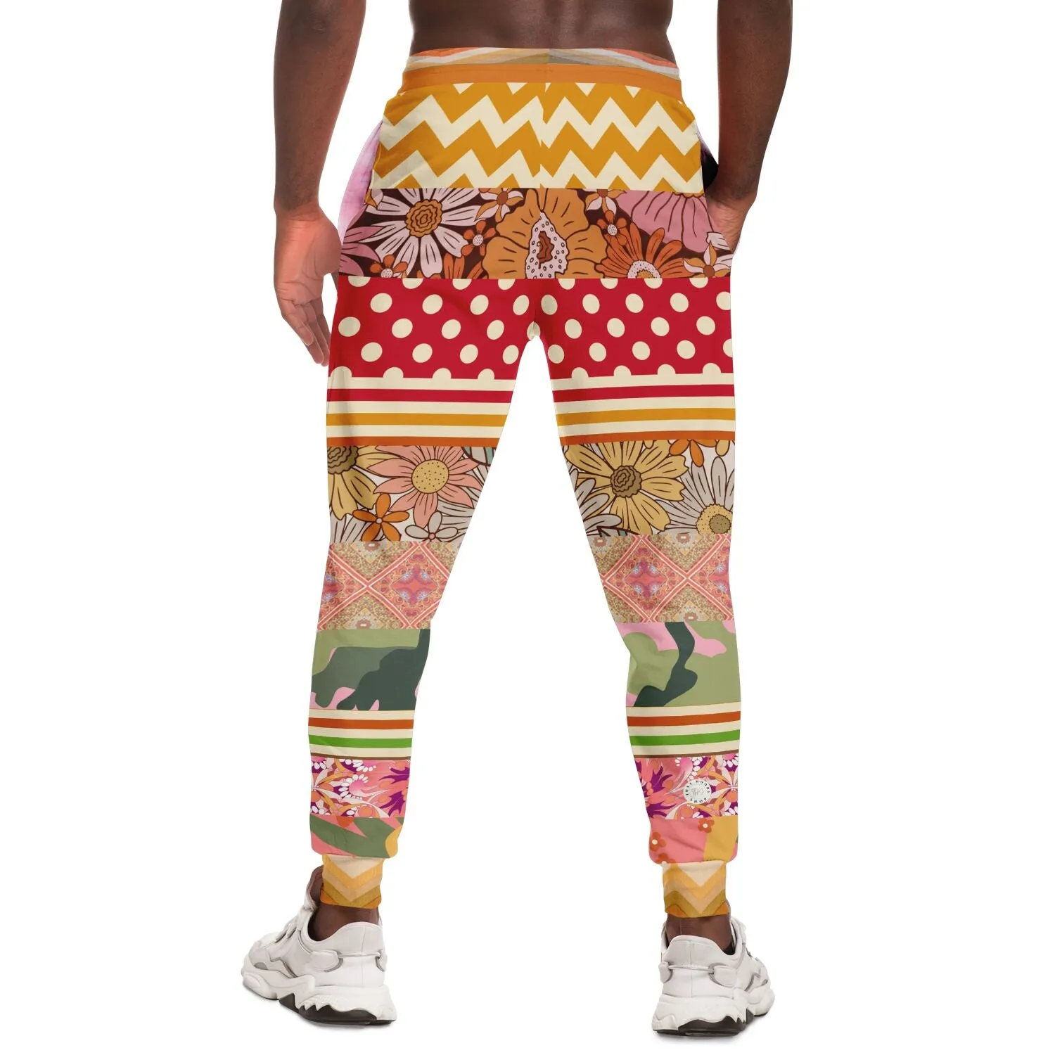 Yogananda Floral Stripe Patchwork Unisex Eco-Poly Joggers